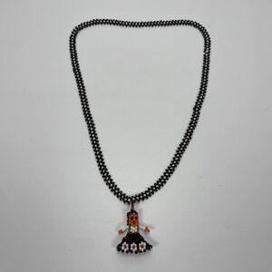 Vintage Indian Girl Beaded Pendant Necklace Native American 22"
